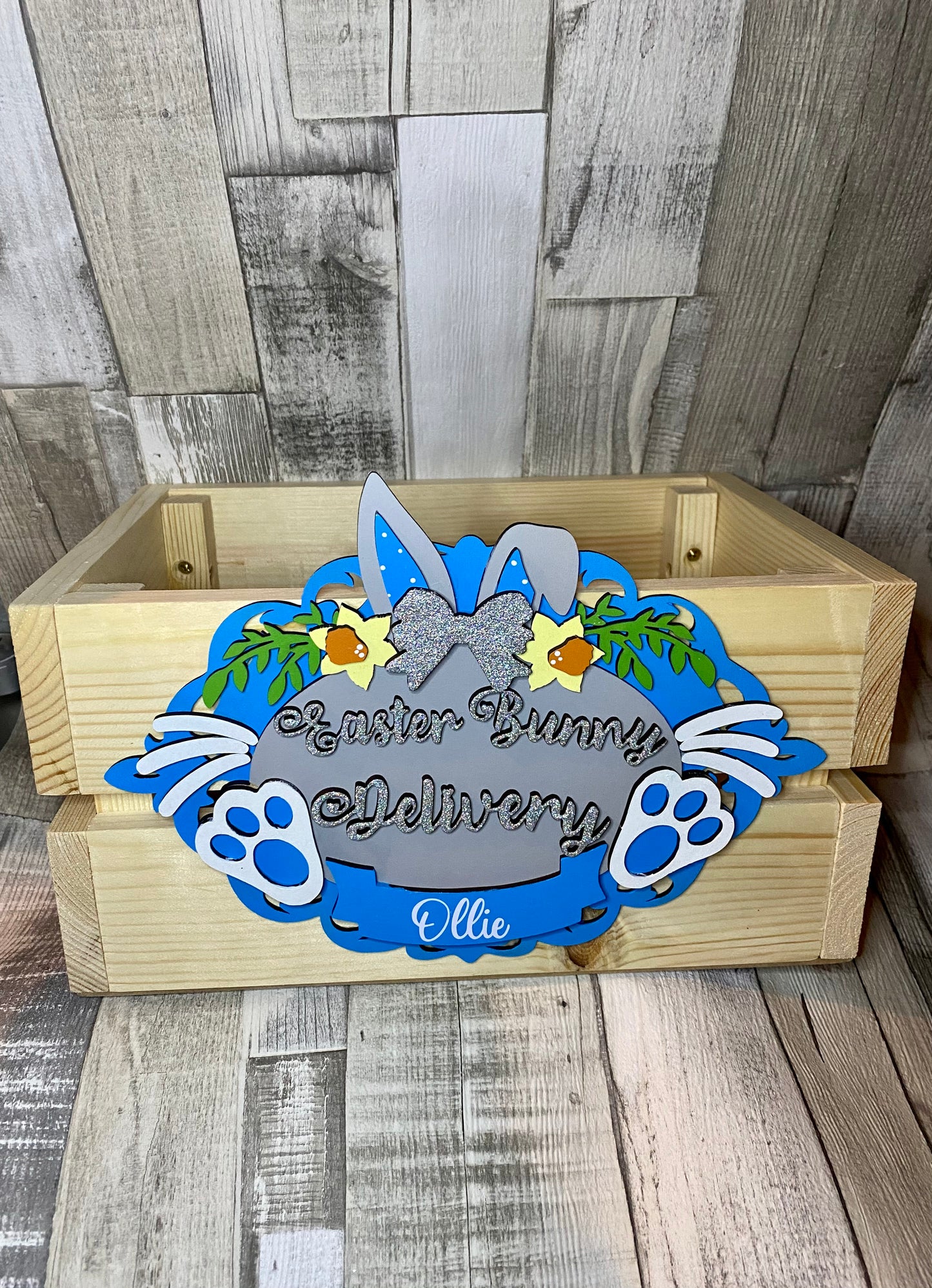 Handpainted Easter Bunny Delivery Crate