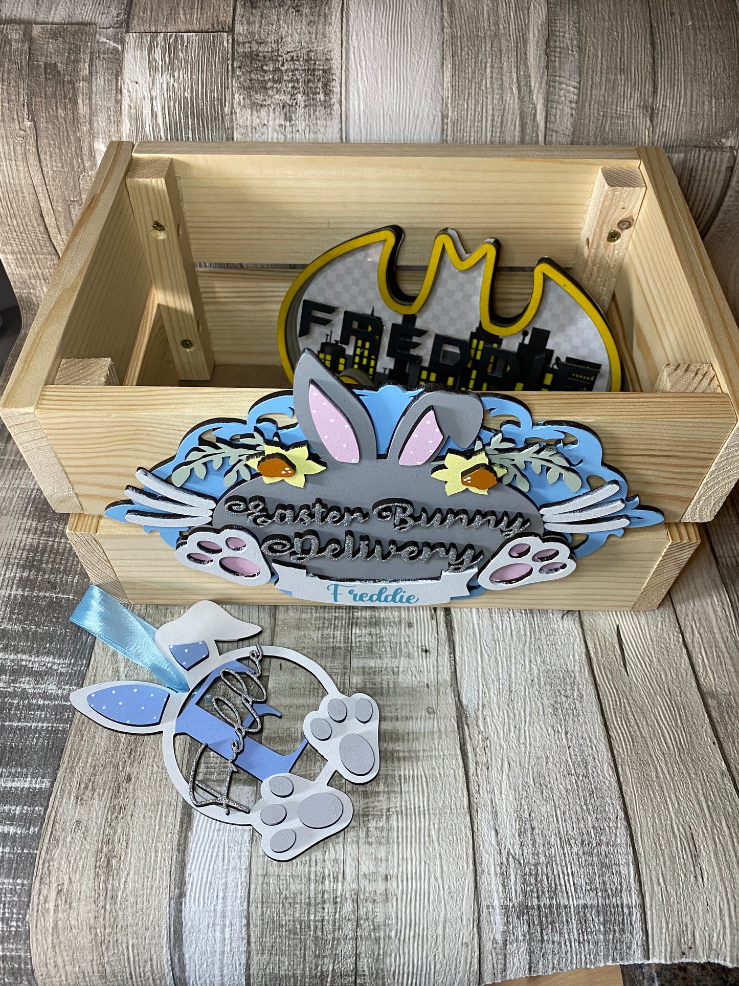 Handpainted Easter Bunny Delivery Crate