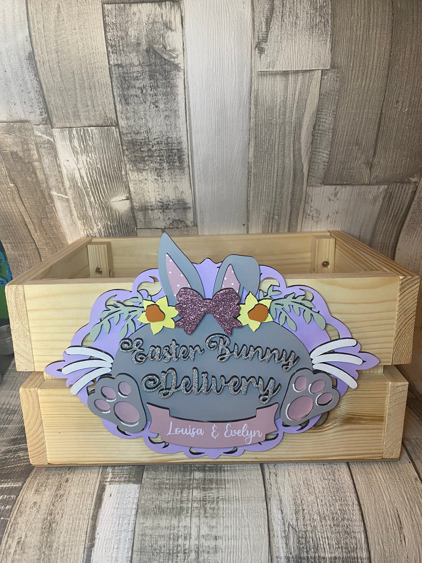 Handpainted Easter Bunny Delivery Crate