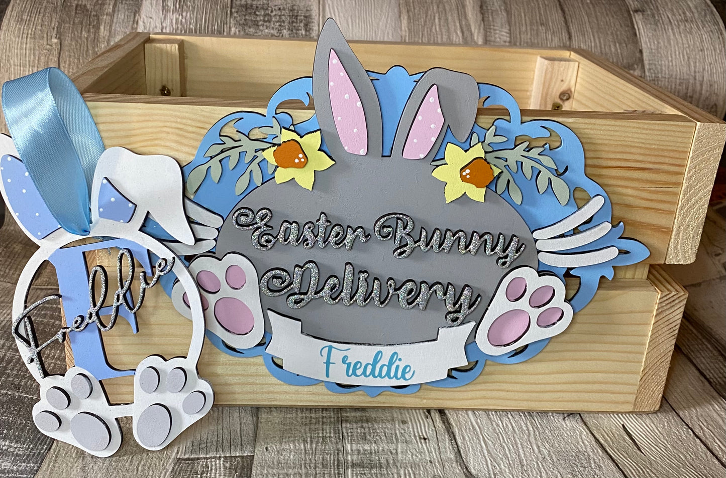 Handpainted Easter Bunny Delivery Crate