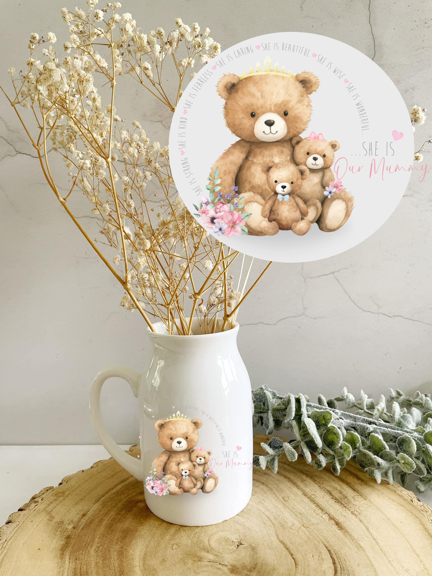 Family Bear Milk Jug Vase