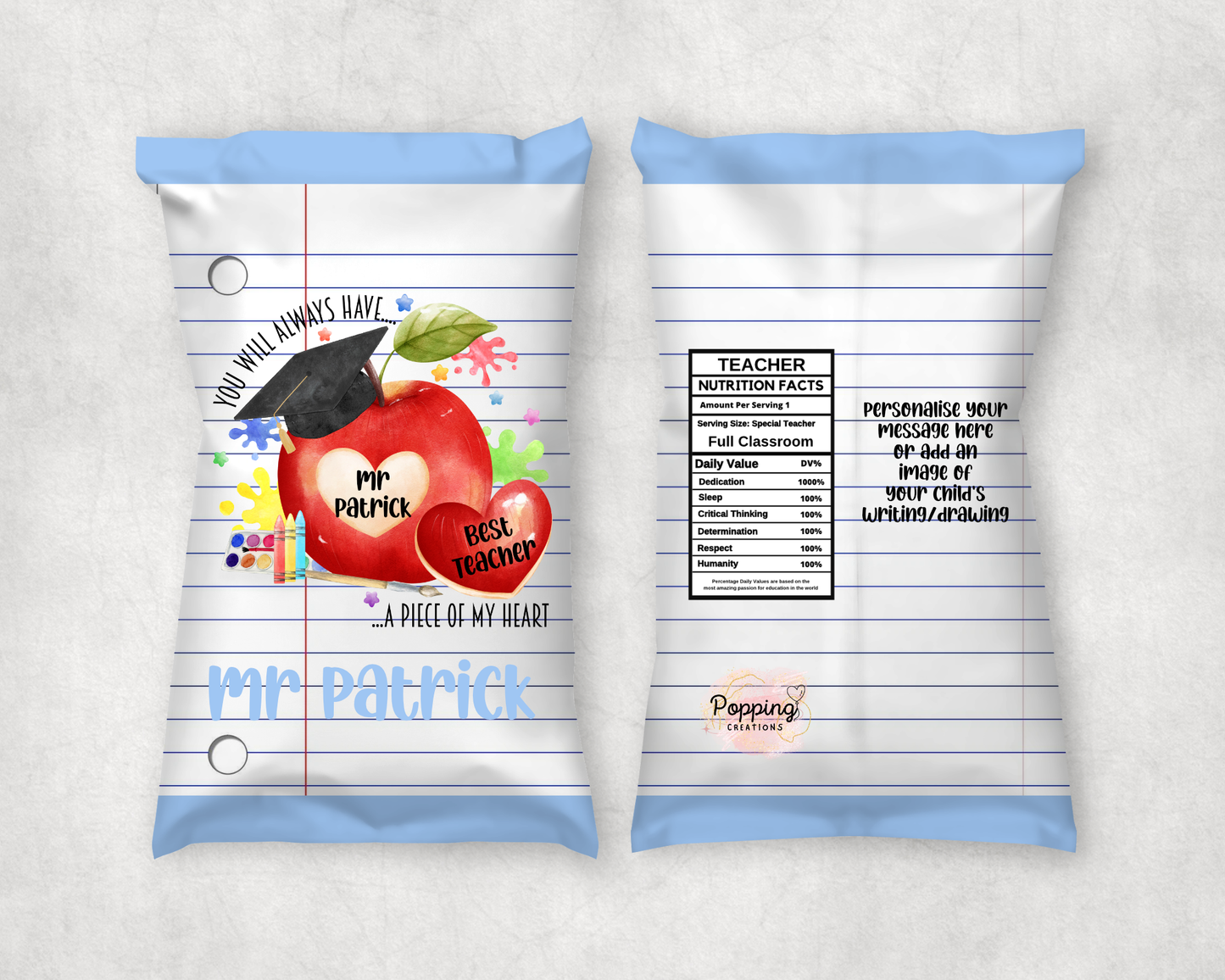 Personalised Treat Bag - Apple with grad hat