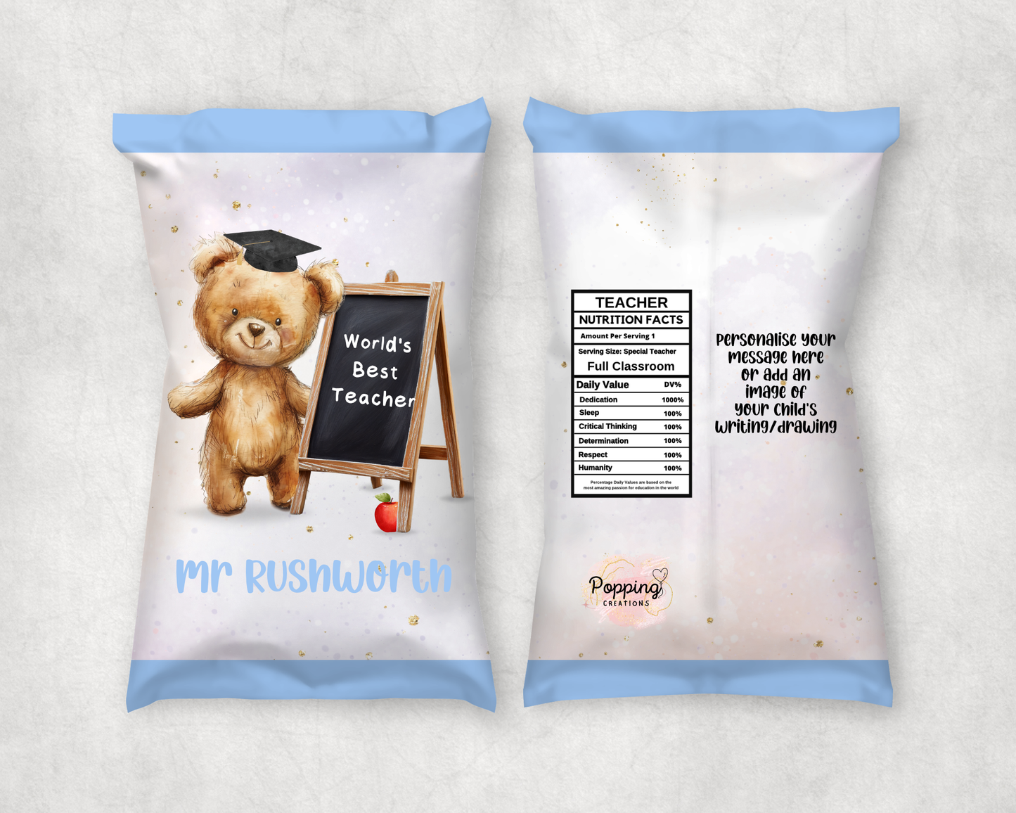 Personalised Treat Bag - Bear with chalkboard