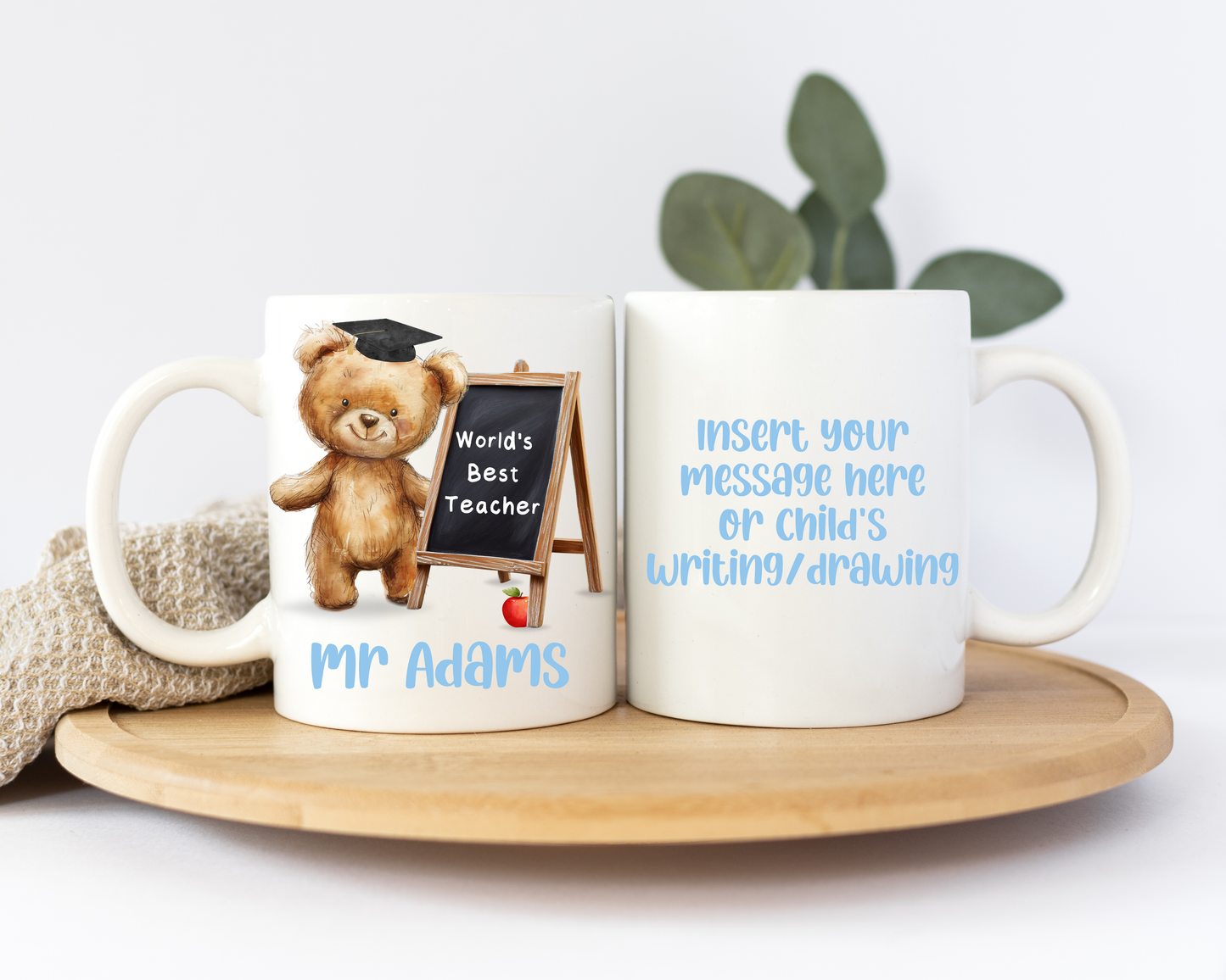 Bear with chalkboard mug