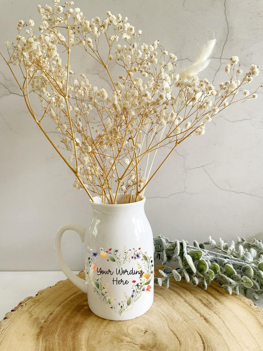 Floral heart milk jug vase