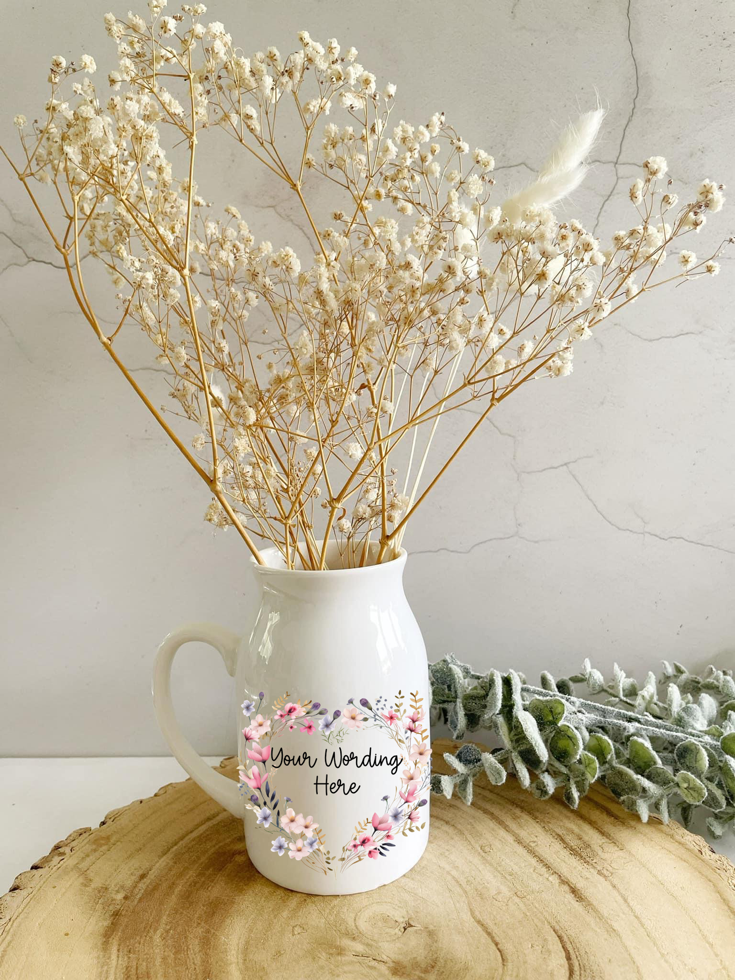 Floral heart milk jug vase