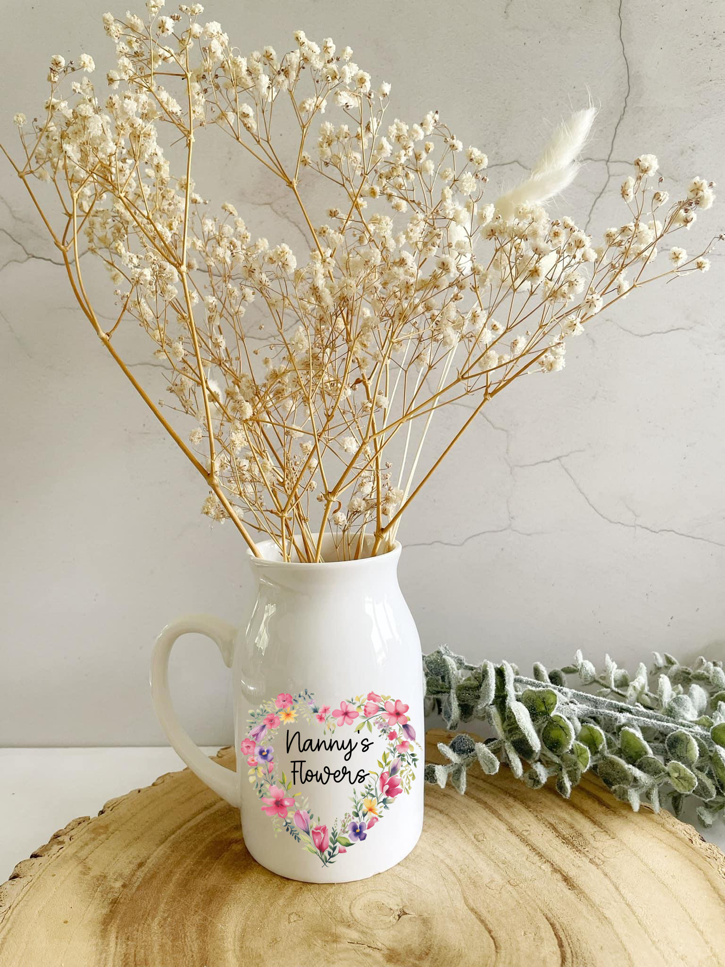 Floral heart milk jug vase