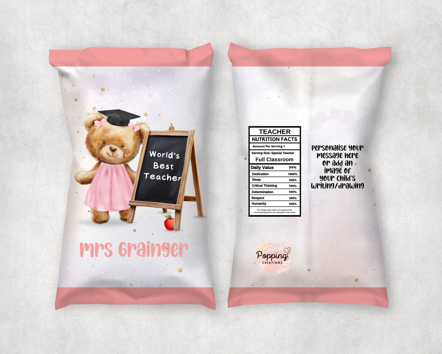 Personalised Treat Bag - Bear with chalkboard