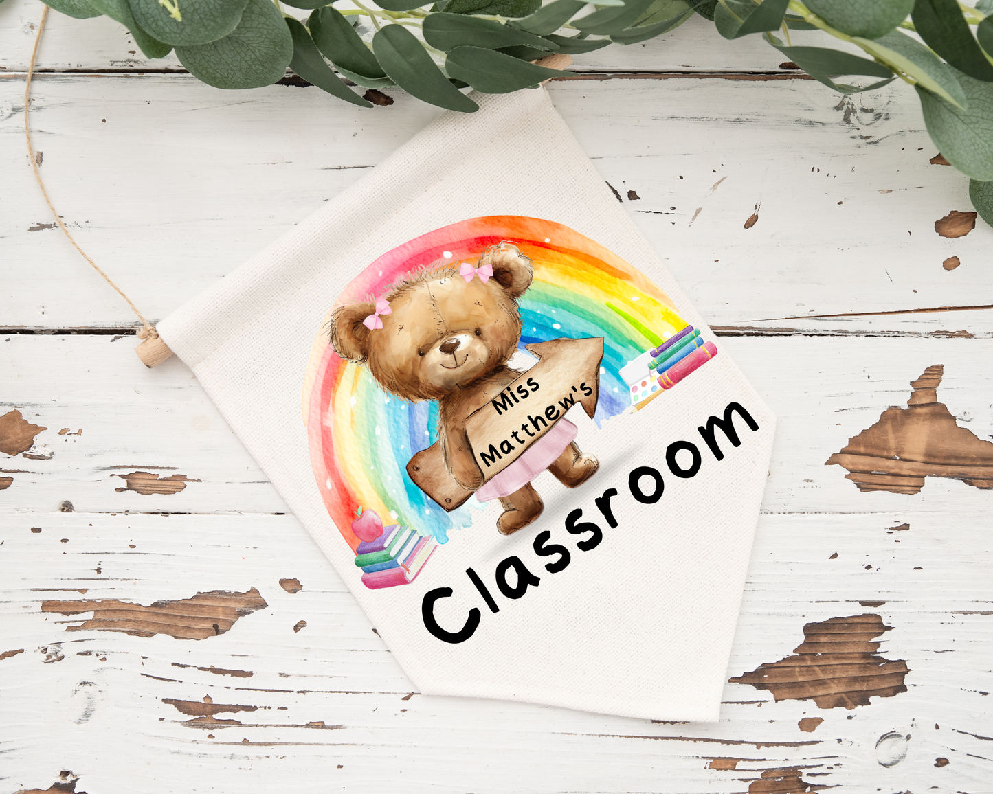 Room/Classroom Name Personalised Linen Pennant Bunting