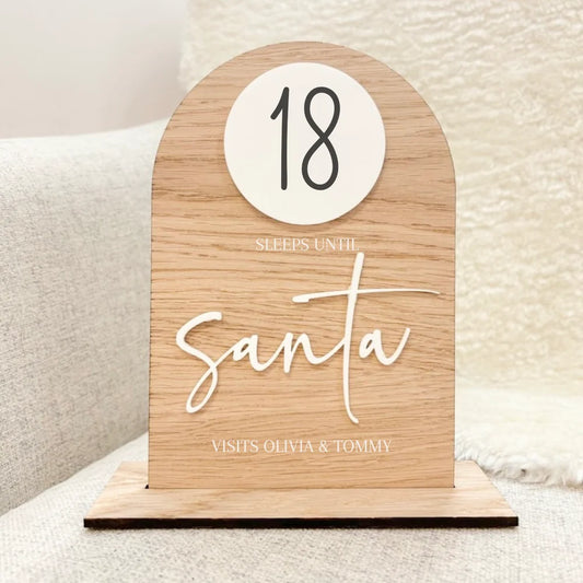 Oak freestanding Santa countdown