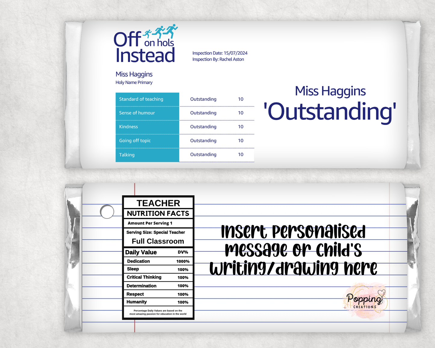 Personalised Chocolate Bar Wrapper - Ofsted