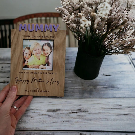 Oak Veneer Mother's Day Photo Plaque