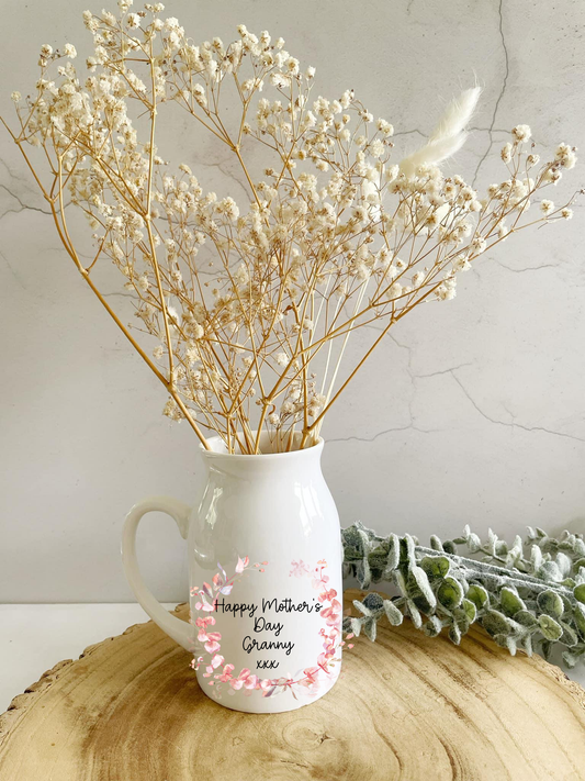 Floral wreath milk jug vase