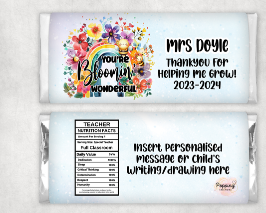 Personalised Chocolate Bar Wrapper - Bloomin' rainbow